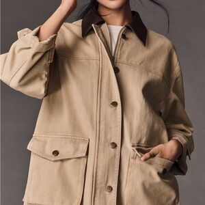 NWT Anthropologie Women's Barn  Jacket with Brown Collar